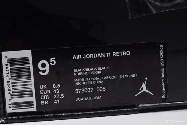 Air 11 Jordan 378037-005 black Cap Gown and 0506